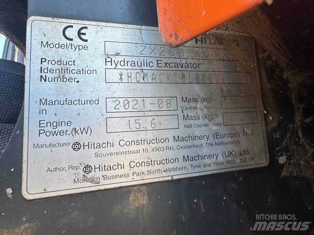 Hitachi ZX 26 U-6 حفارات صغيرة أقل من 7 طن (حفارات صغيرة)