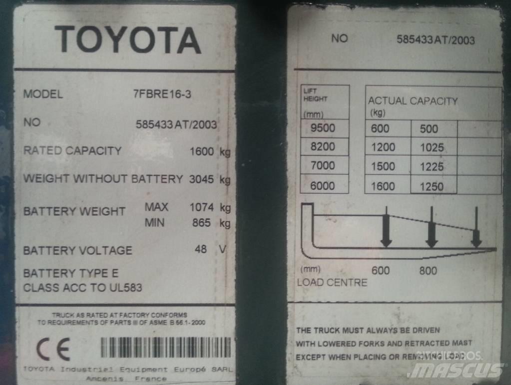 Toyota 7 FBRE 16 شاحنة مناولة