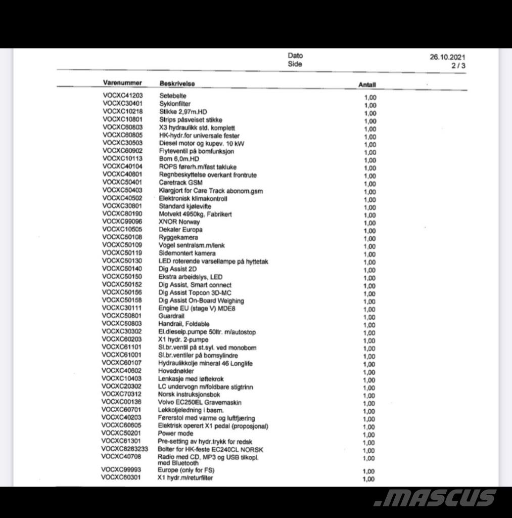 Volvo EC 250 EL حفارات زحافة