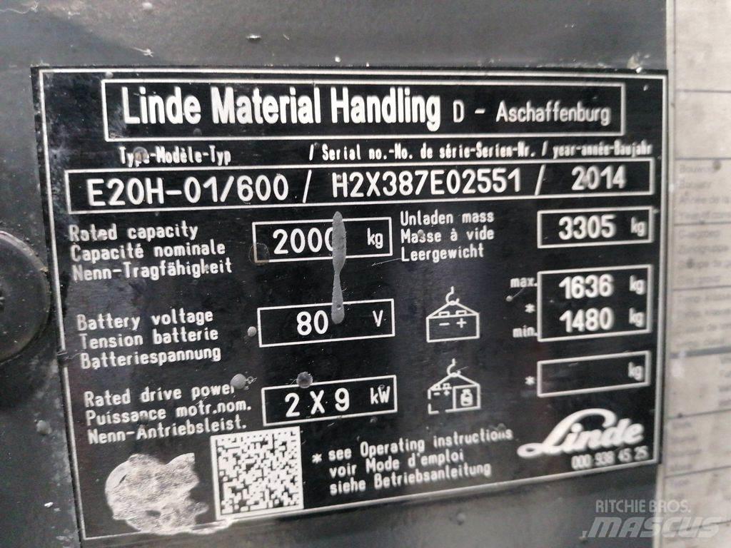 Linde E20H-01/600 شاحنات ذات رافعات شوكية تعمل بالكهرباء