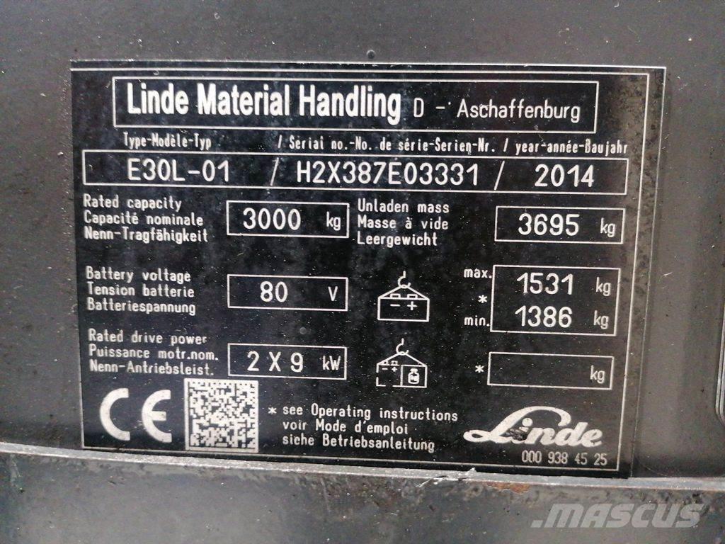 Linde E30L-01 شاحنات ذات رافعات شوكية تعمل بالكهرباء