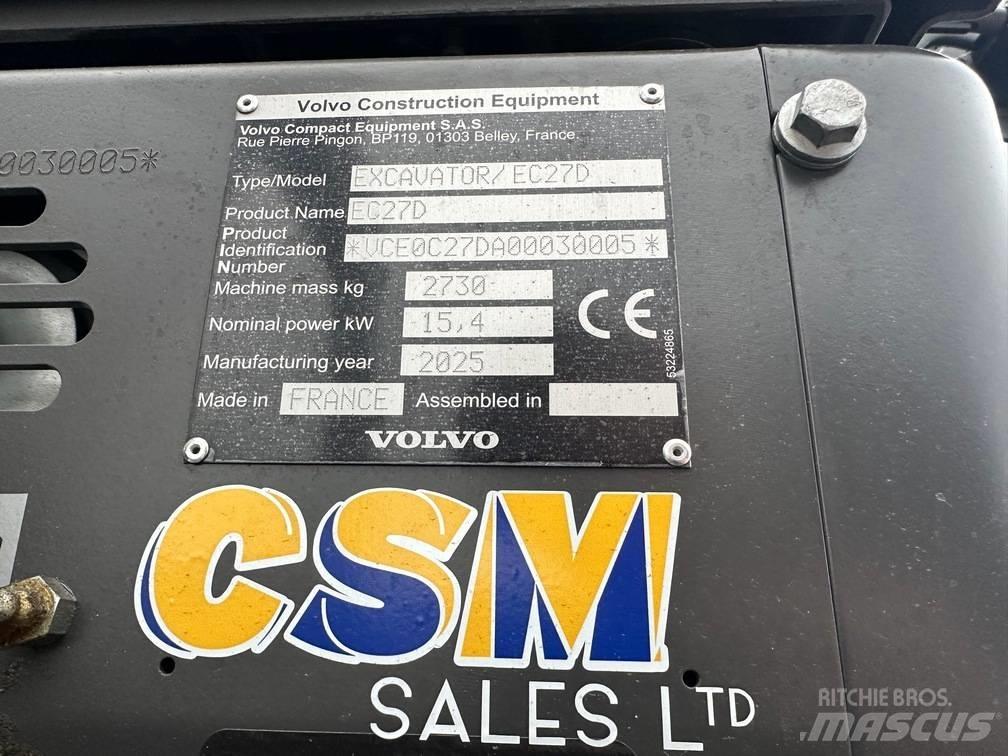 Volvo EC 27 D حفارات صغيرة أقل من 7 طن (حفارات صغيرة)