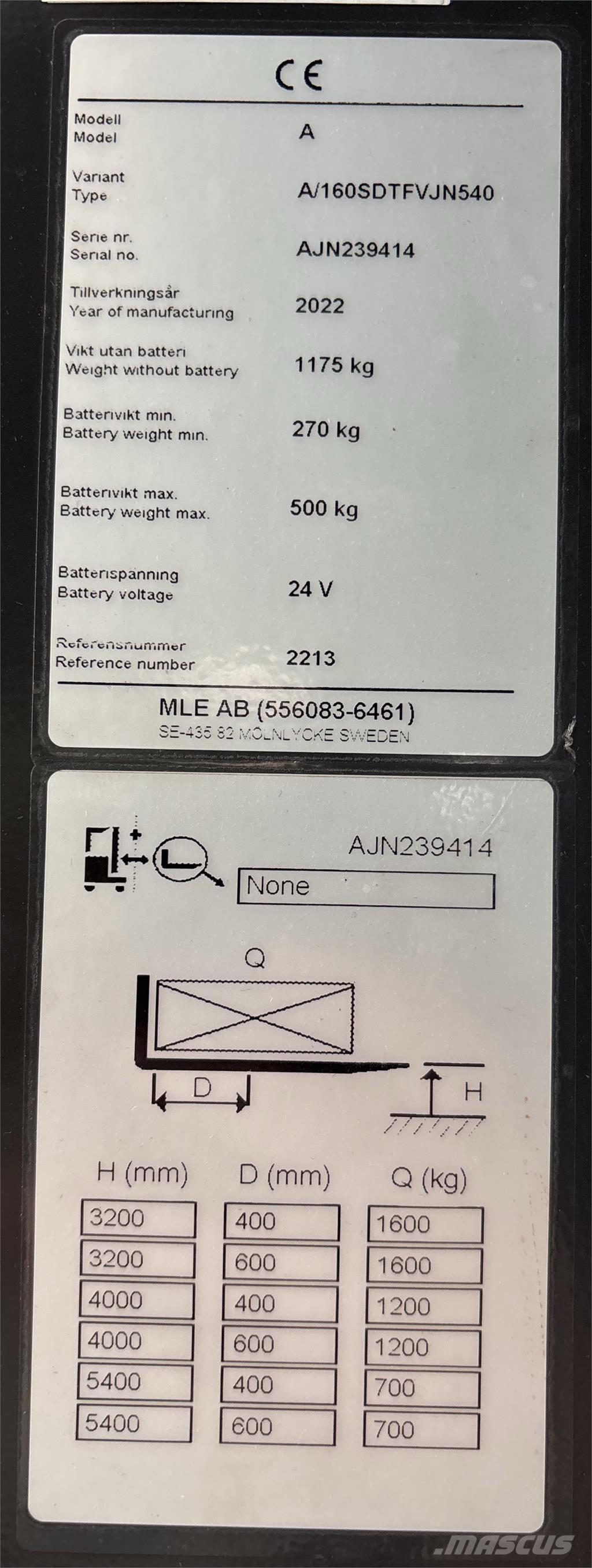 Atlet A160 شاحنات مناولة ذاتية الدفع