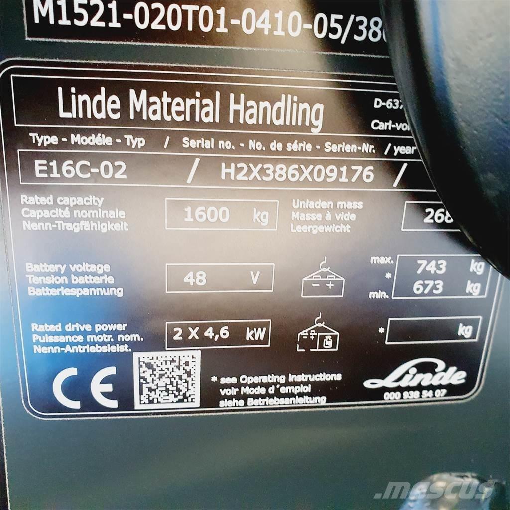 Linde E16C شاحنات ذات رافعات شوكية تعمل بالكهرباء