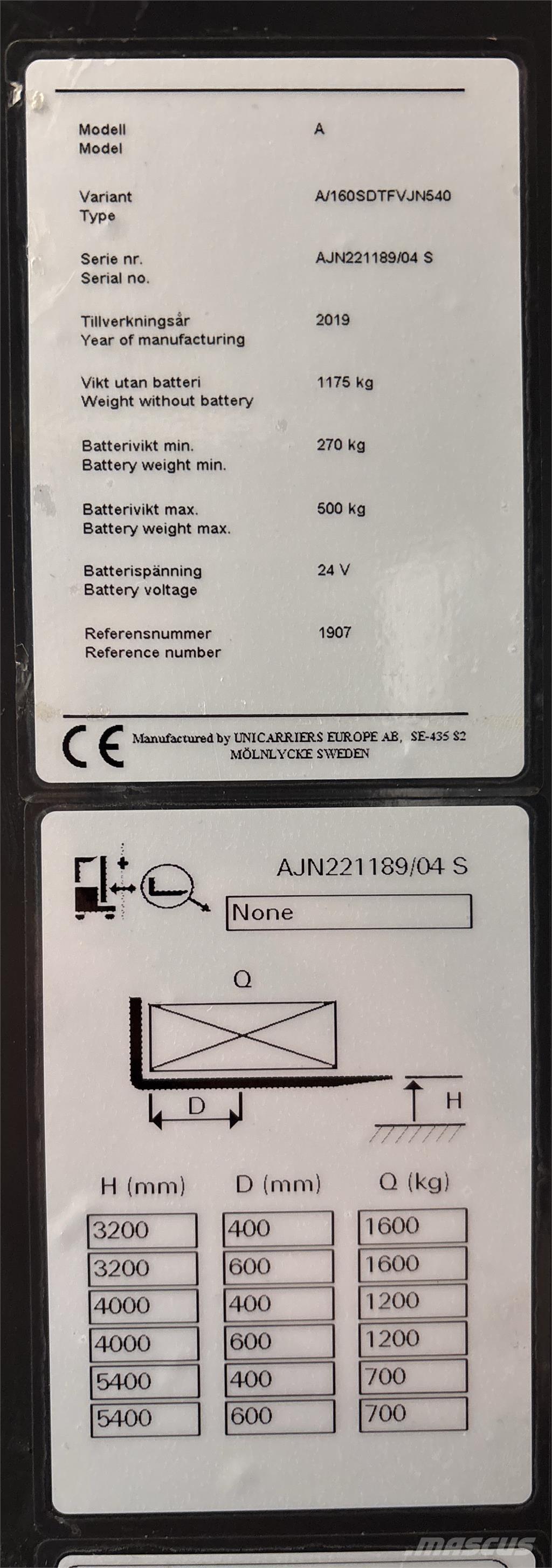 Atlet A160 شاحنات مناولة ذاتية الدفع