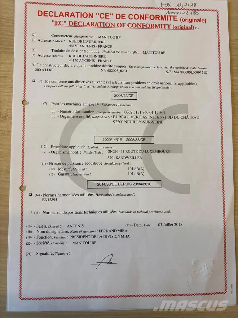 Manitou 200 ATJ رافعات سلة مفصلية