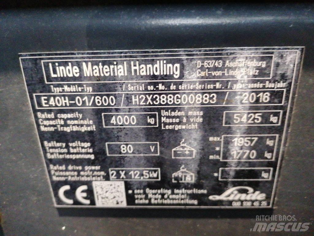Linde E40H-01/600 شاحنات ذات رافعات شوكية تعمل بالكهرباء