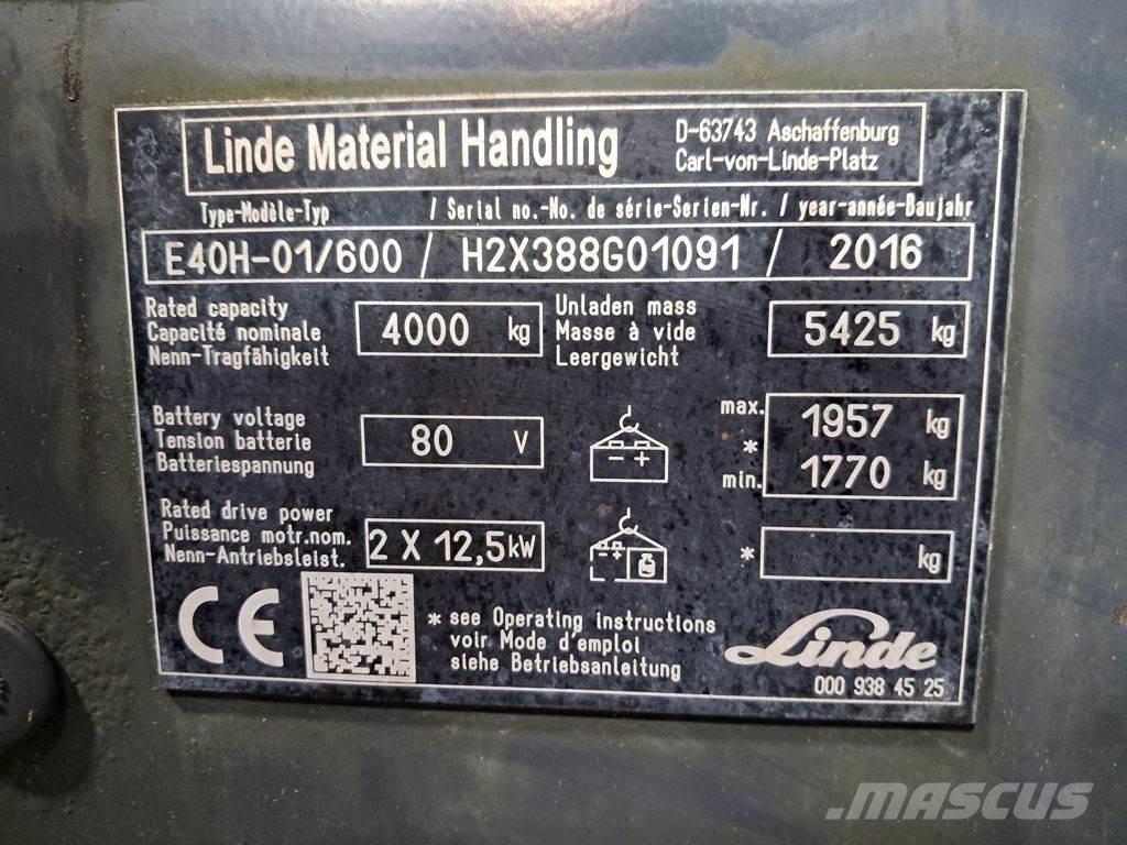 Linde E40H-01/600 شاحنات ذات رافعات شوكية تعمل بالكهرباء