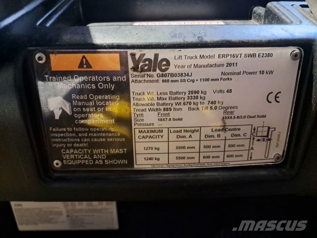 Yale ERP16VT شاحنات ذات رافعات شوكية تعمل بالكهرباء