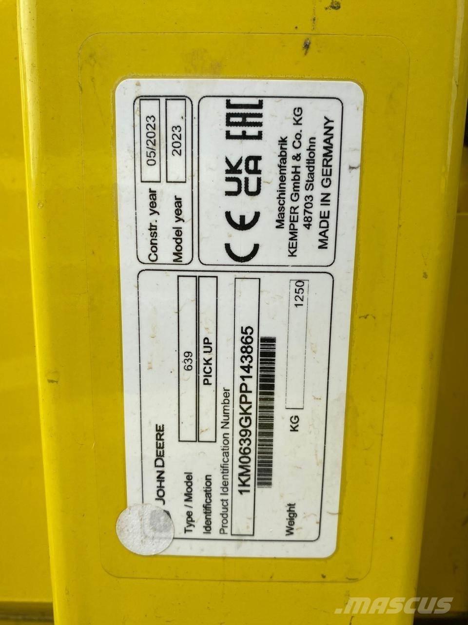 John Deere 639 ملحقات الحصادات
