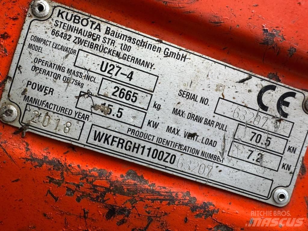 Kubota U 27-4 حفارات صغيرة أقل من 7 طن (حفارات صغيرة)