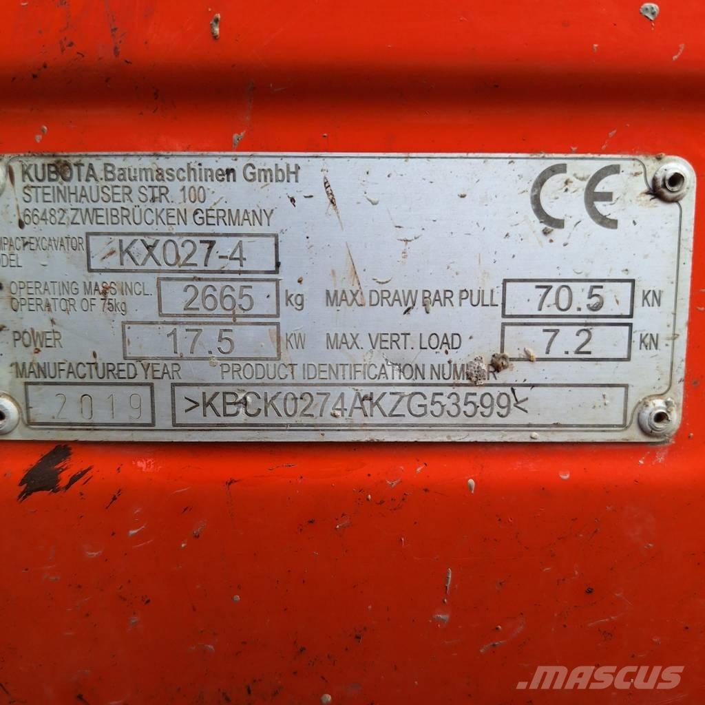 Kubota KX 027-4 حفارات صغيرة أقل من 7 طن (حفارات صغيرة)