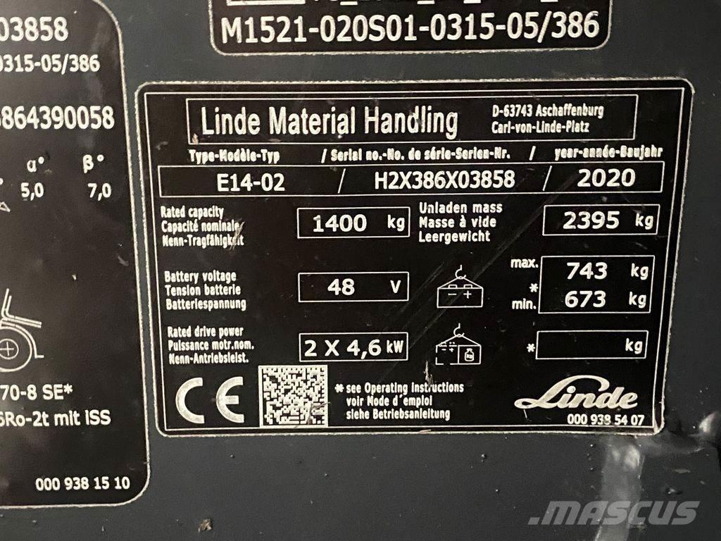 Linde E14-02 شاحنات ذات رافعات شوكية تعمل بالكهرباء