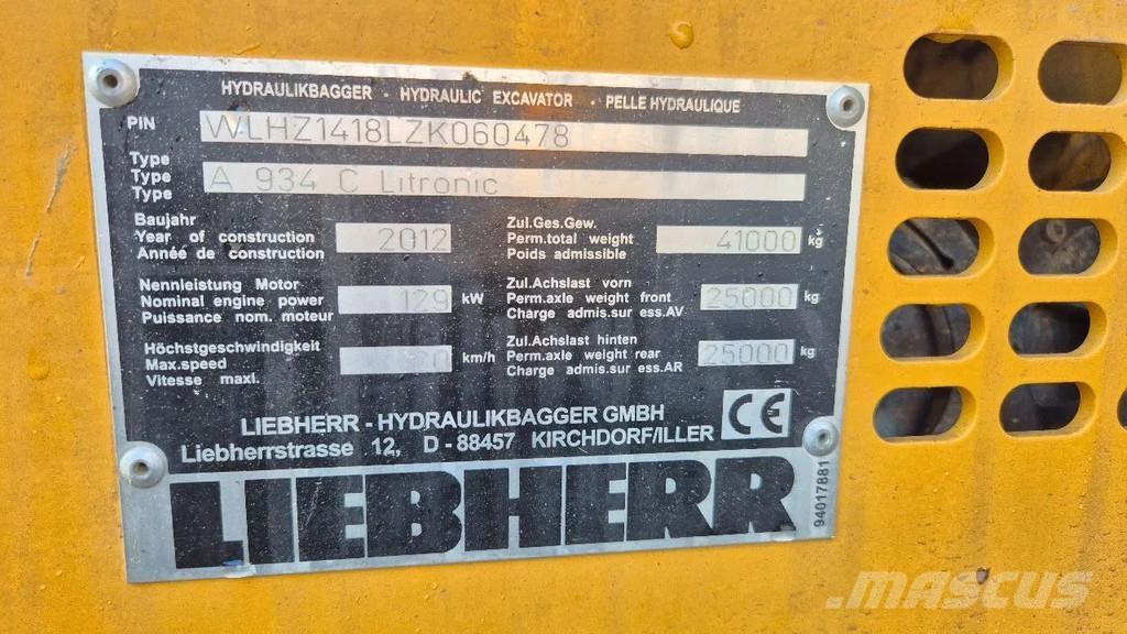 Liebherr A 934 C مناولات المخلفات / مناولات صناعية
