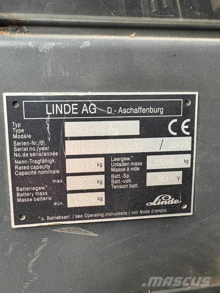 Linde E 20 P-02 شاحنات ذات رافعات شوكية تعمل بالكهرباء