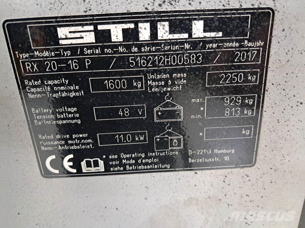 Still RX 20-16 P شاحنات ذات رافعات شوكية تعمل بالكهرباء
