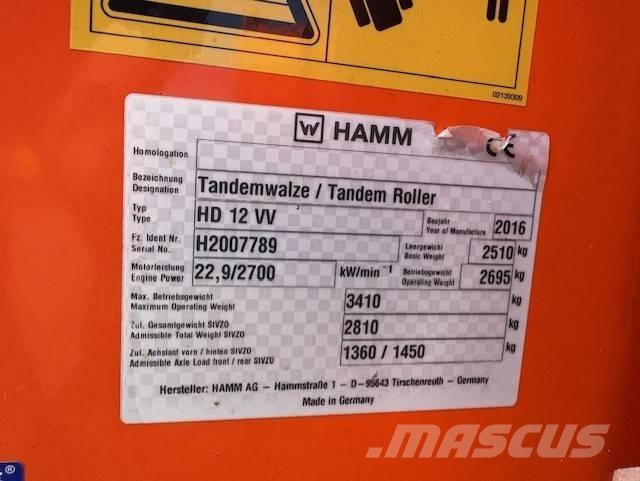 Hamm HD12 VV, Vält مداحل ثنائية الاسطوانة
