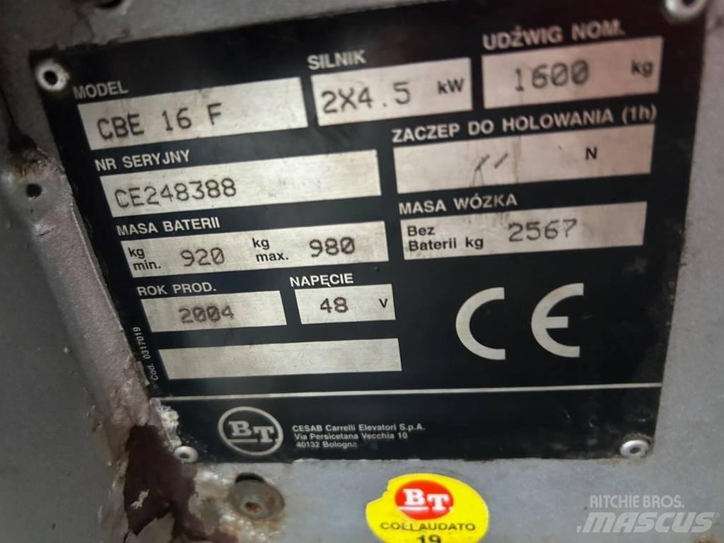 BT CBE 16 F شاحنات ذات رافعات شوكية تعمل بالكهرباء