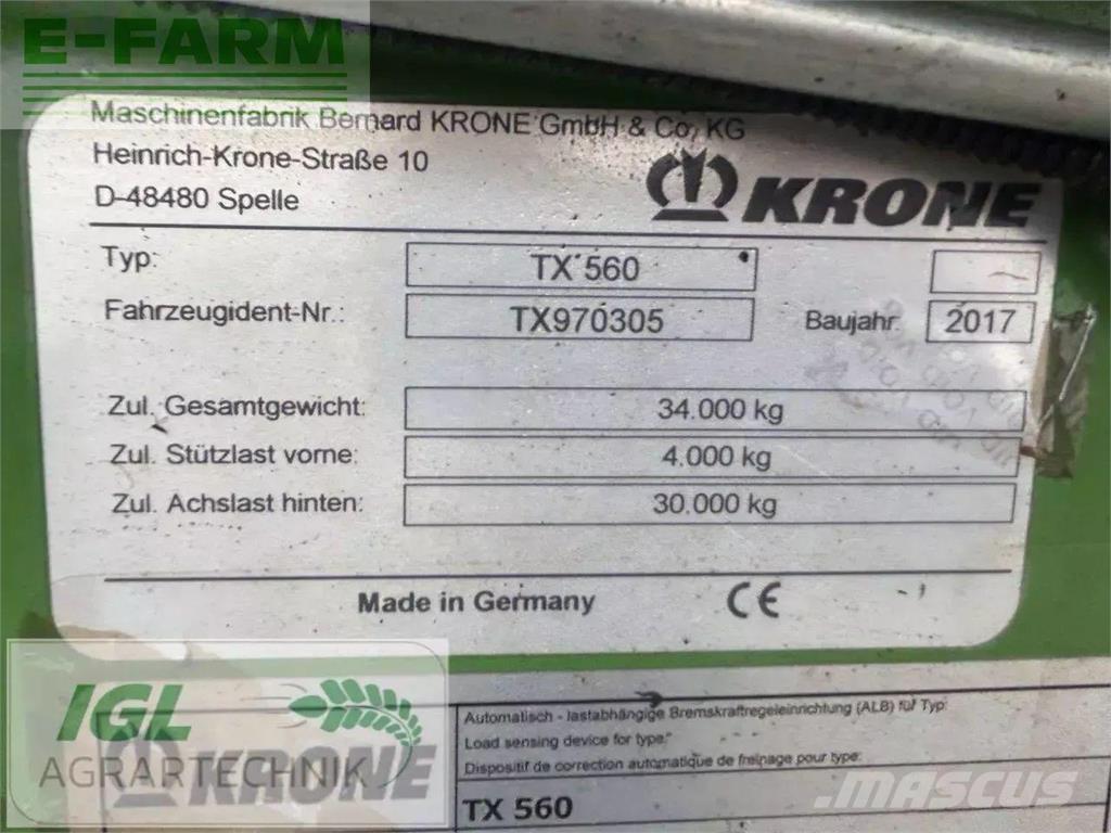 Krone tx 560 مقطورة حبوب