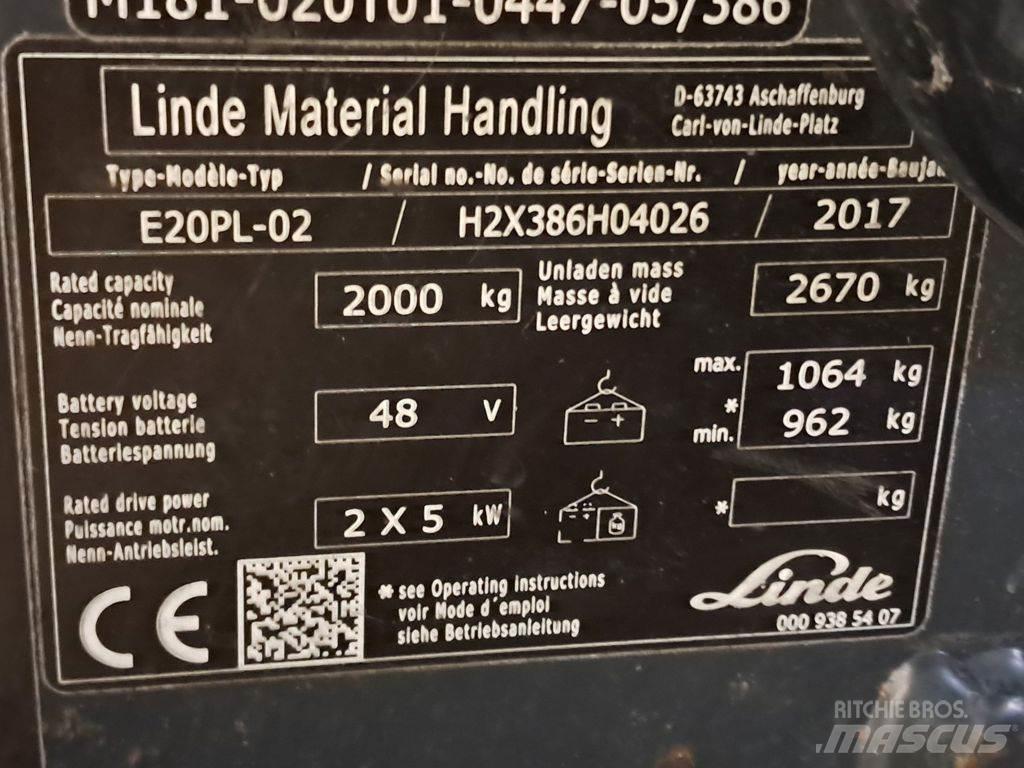 Linde E20PL-02 شاحنات ذات رافعات شوكية تعمل بالكهرباء