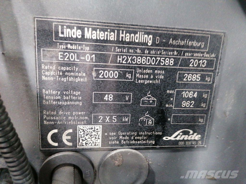 Linde E20L-01 شاحنات ذات رافعات شوكية تعمل بالكهرباء