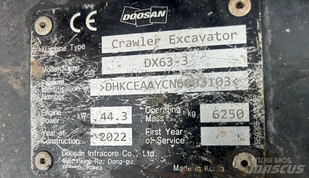 Doosan DX 63-3 حفارات زحافة