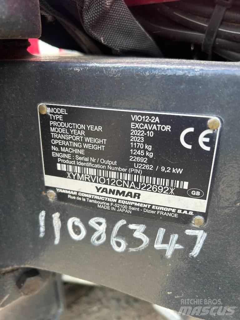 Yanmar VIO12-2A حفارات صغيرة أقل من 7 طن (حفارات صغيرة)
