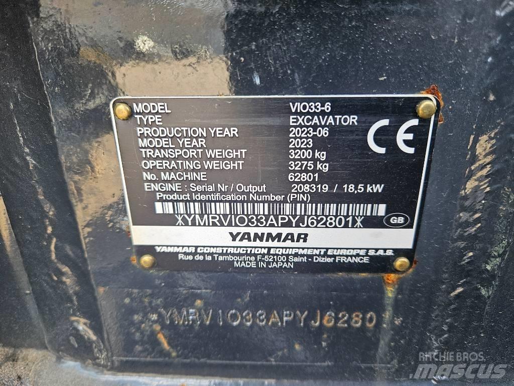 Yanmar Vio 33 حفارات صغيرة أقل من 7 طن (حفارات صغيرة)