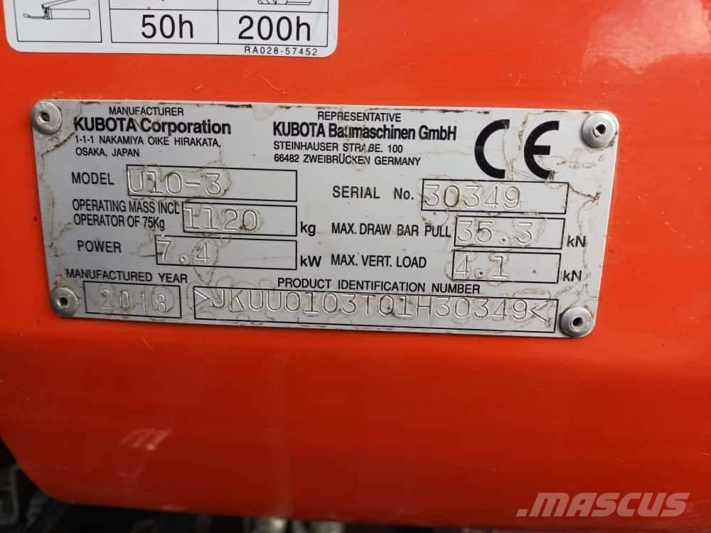 Kubota U 10-3 حفارات صغيرة أقل من 7 طن (حفارات صغيرة)