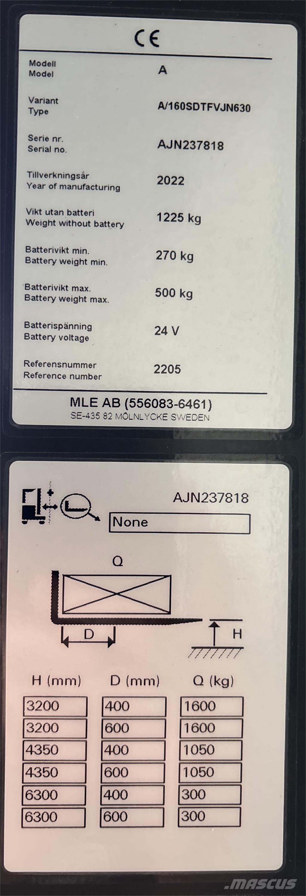 Atlet A160 شاحنات مناولة ذاتية الدفع