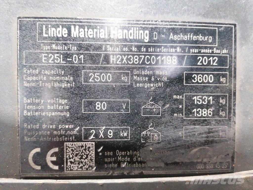 Linde E25L-01 شاحنات ذات رافعات شوكية تعمل بالكهرباء