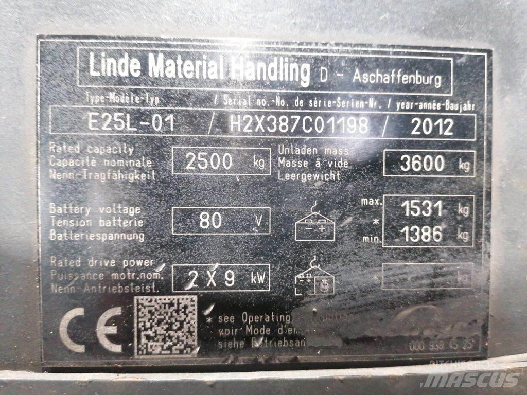 Linde E25L-01 شاحنات ذات رافعات شوكية تعمل بالكهرباء