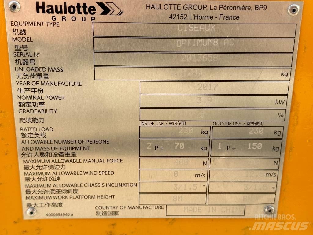 Haulotte OPTIMUM 8 رافعات مقصية الشكل