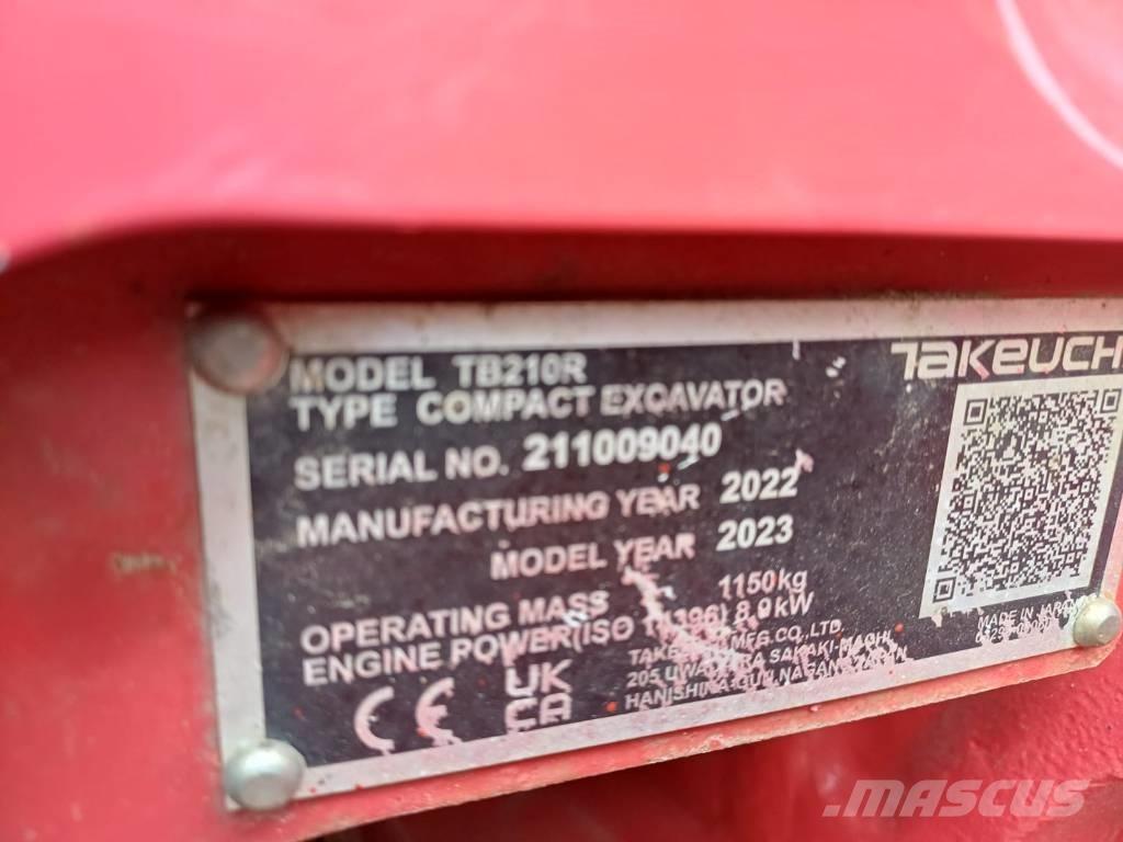 Takeuchi TB 210 R حفارات صغيرة أقل من 7 طن (حفارات صغيرة)