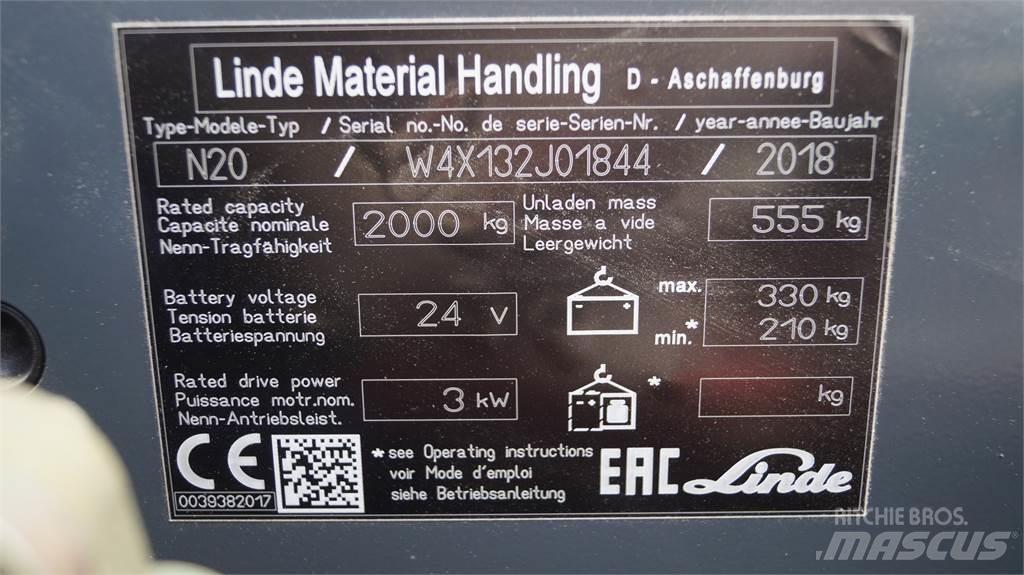 Linde N20 kurz معدات الرفع عالي المستوى
