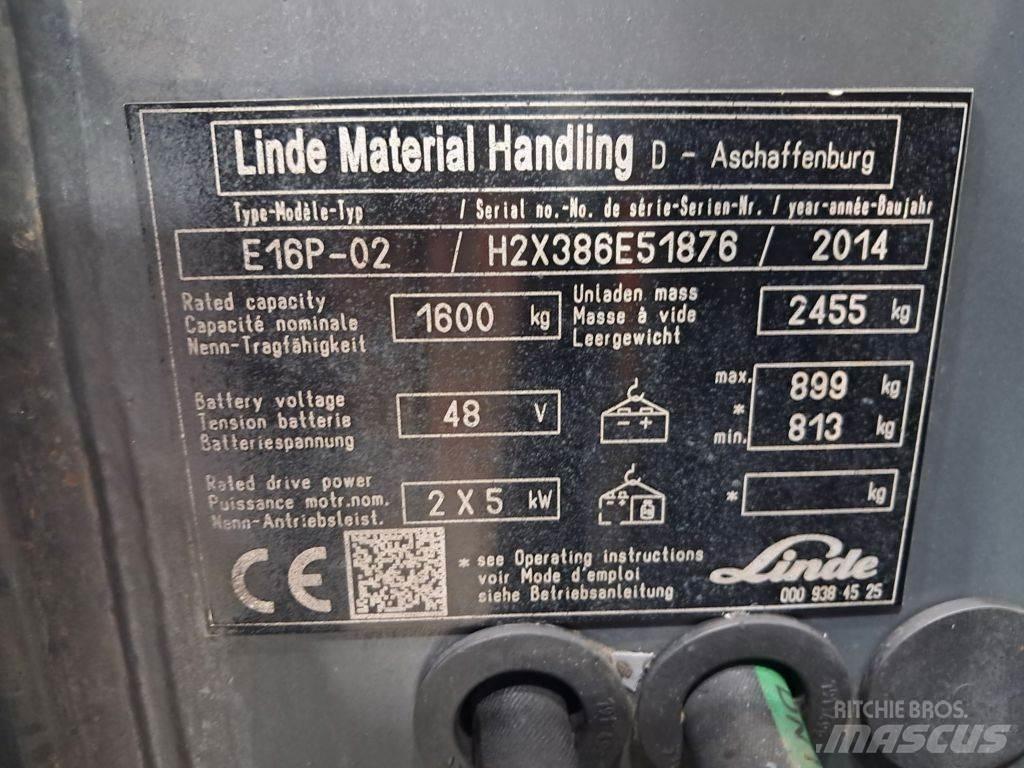 Linde E16P-02 شاحنات ذات رافعات شوكية تعمل بالكهرباء