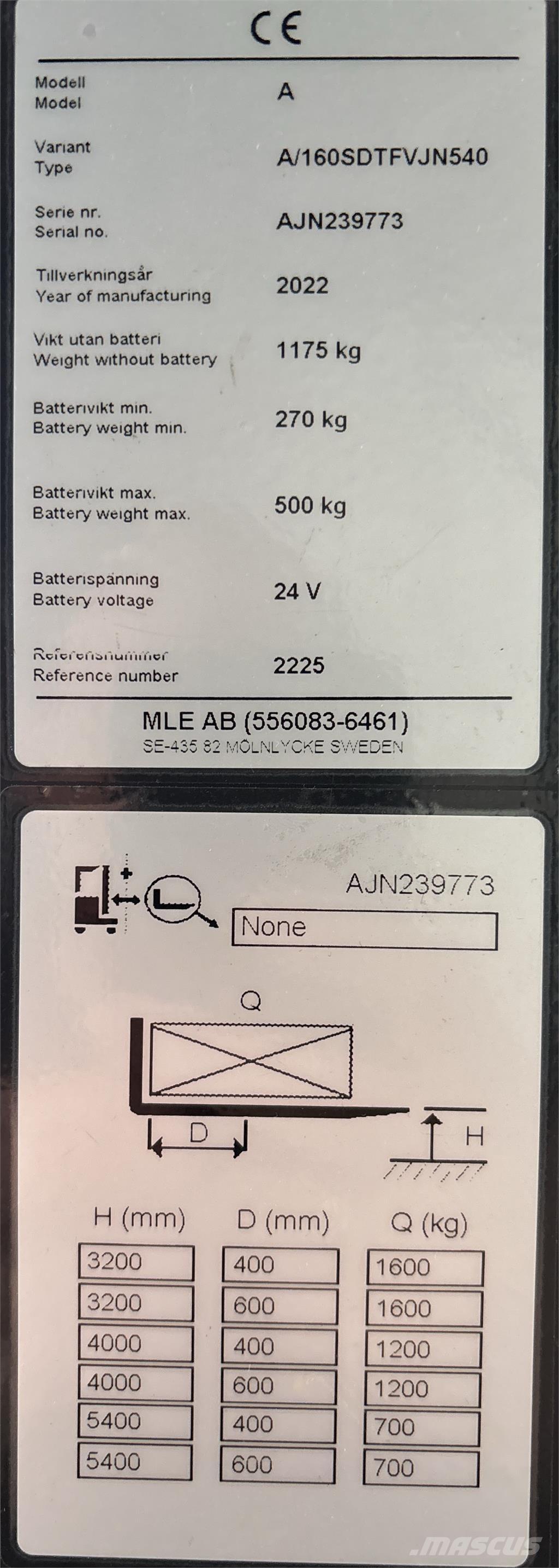 Atlet A160 شاحنات مناولة ذاتية الدفع