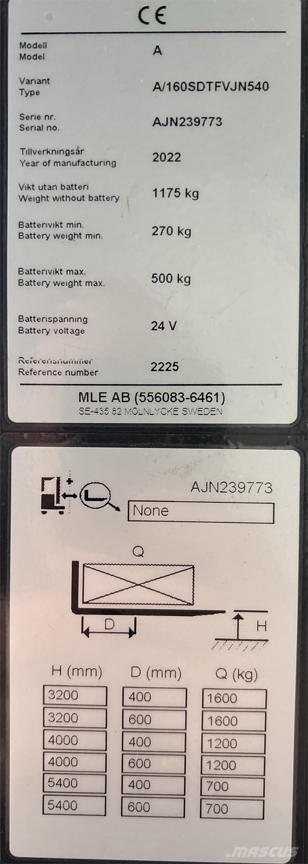 Atlet A160 شاحنات مناولة ذاتية الدفع