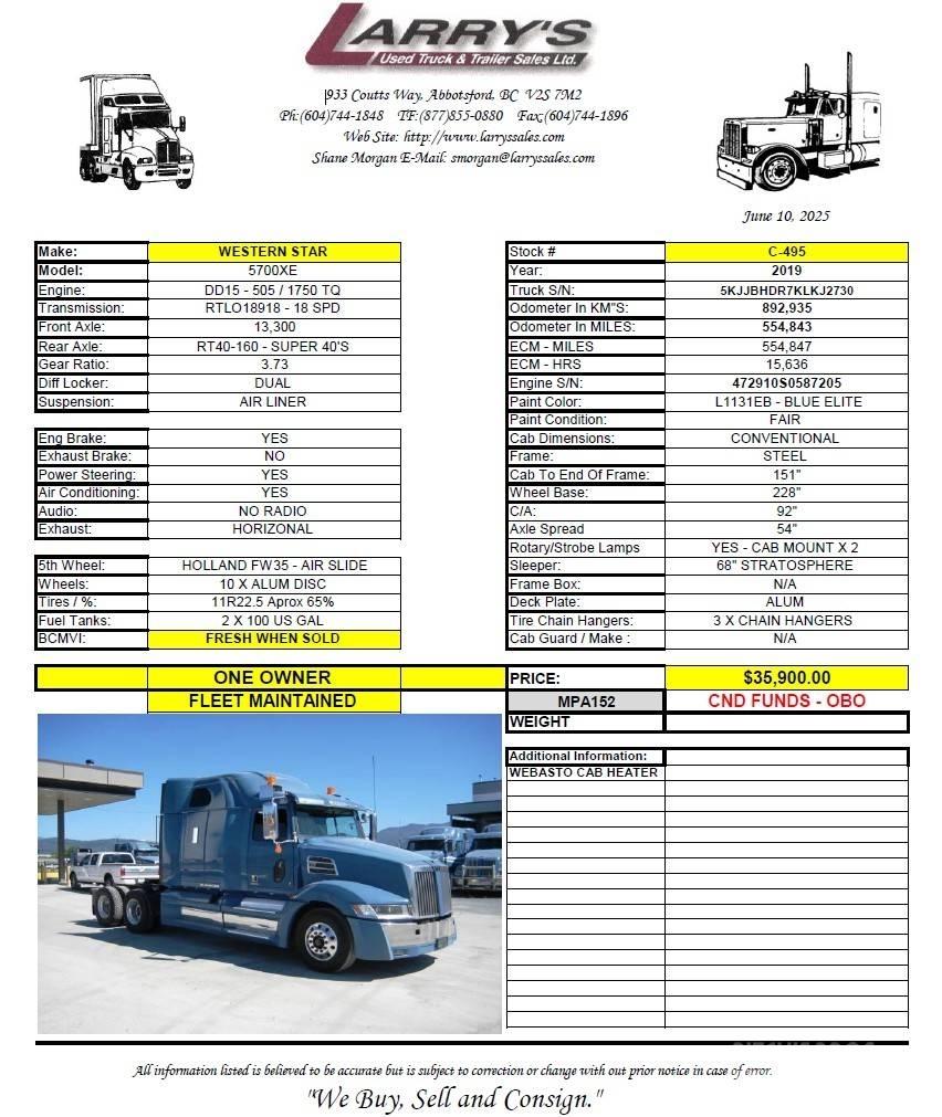 Western Star 5700 XE وحدات الجر