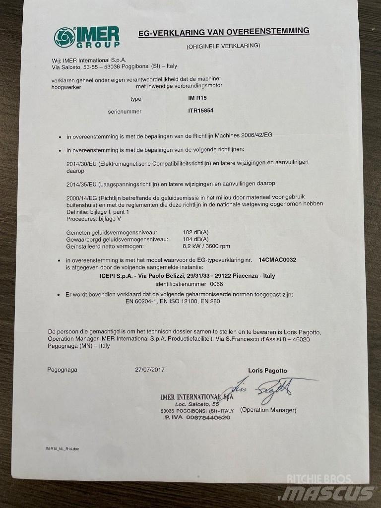 Imer IMR 15B رافعات سلة مفصلية