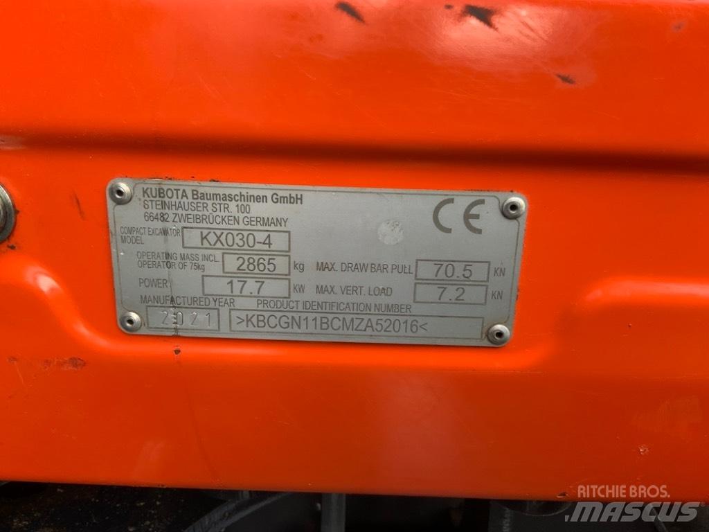 Kubota KX 030-4 حفارات صغيرة أقل من 7 طن (حفارات صغيرة)