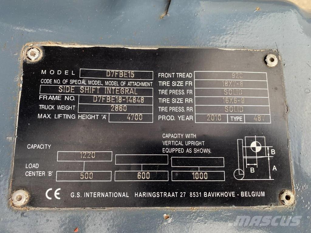 Toyota 7FBEF15 شاحنات ذات رافعات شوكية تعمل بالكهرباء