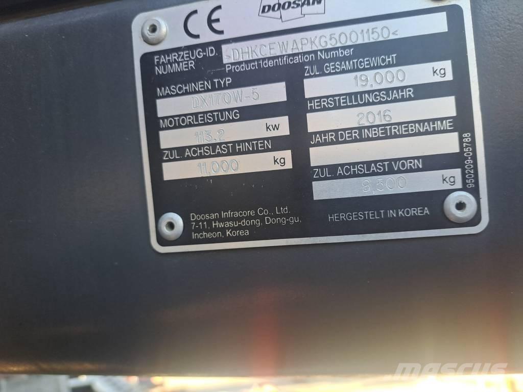 Doosan DX170W-5 حفارات بعجل