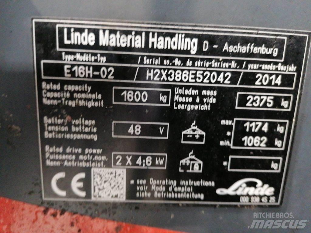 Linde E16H-02 شاحنات ذات رافعات شوكية تعمل بالكهرباء