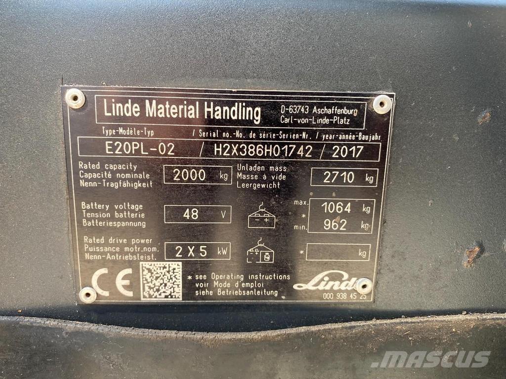 Linde E20PL-02 شاحنات ذات رافعات شوكية تعمل بالكهرباء