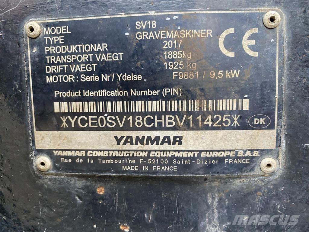 Yanmar SV18 حفارات بعجل