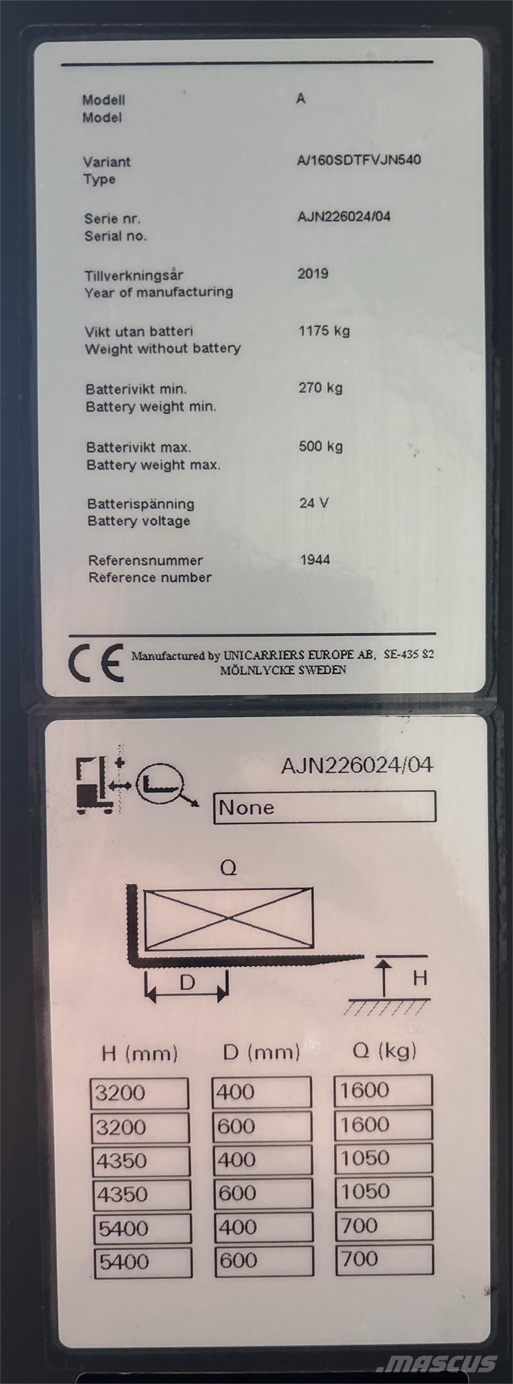 Atlet A160 شاحنات مناولة ذاتية الدفع