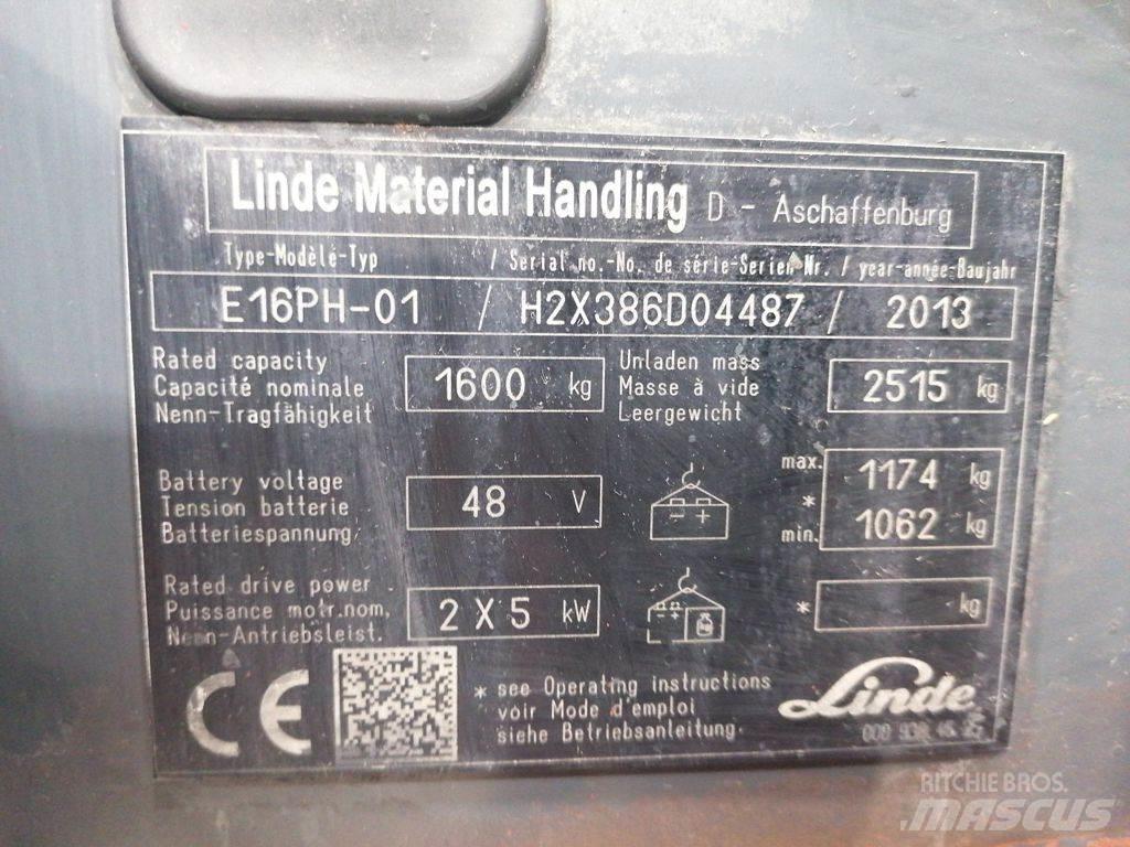Linde E16PH-01 شاحنات ذات رافعات شوكية تعمل بالكهرباء