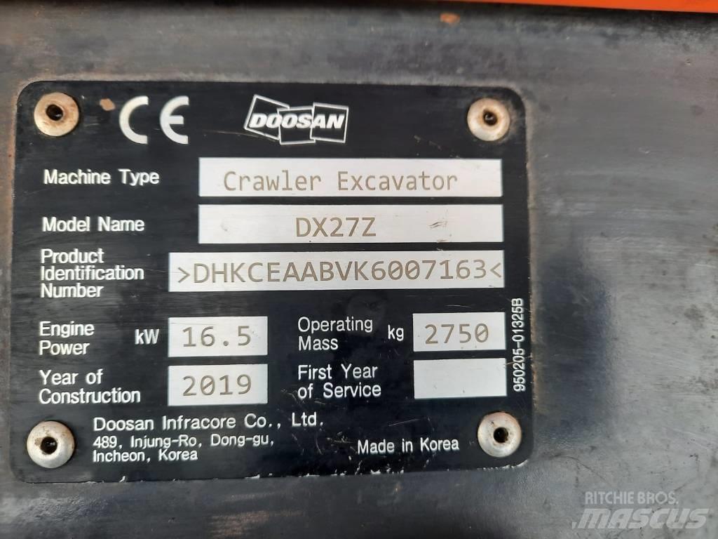 Doosan DX 27 Z حفارات صغيرة أقل من 7 طن (حفارات صغيرة)