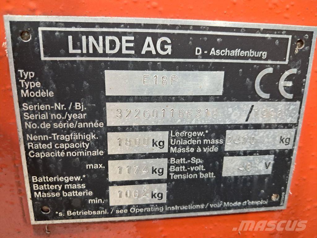 Linde E18P شاحنات ذات رافعات شوكية تعمل بالكهرباء